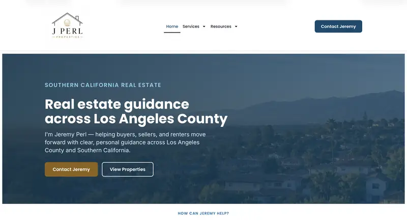 J Perl Properties website homepage shown in the OnTrack Web Solutions portfolio